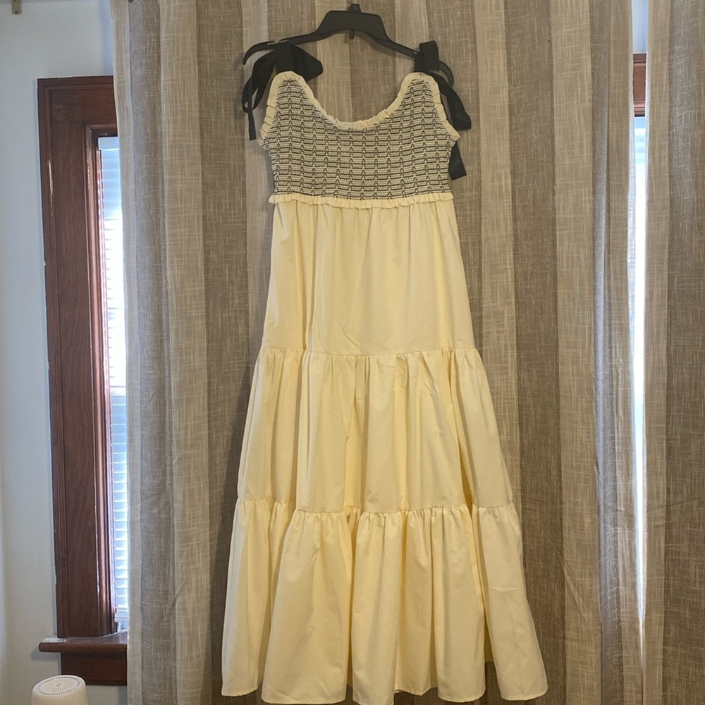 Black and cream color maxi dress